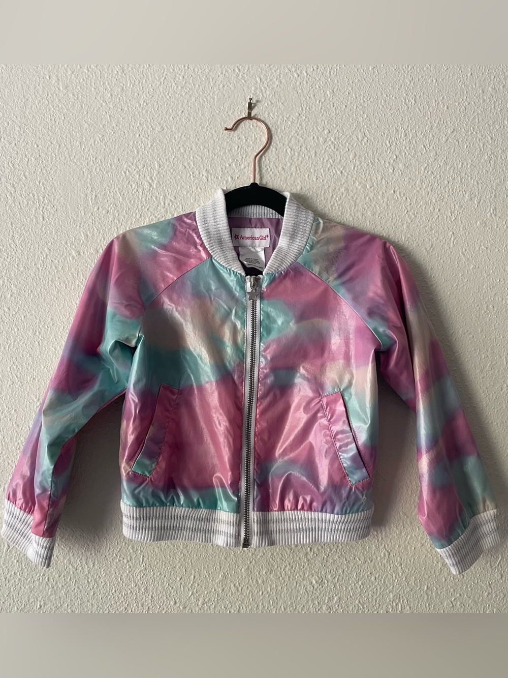 American Girl Sweet Street Bomber Jacket XS 6 Truly Me Tie Dye Iridescent